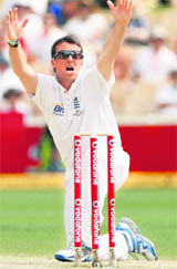 Graeme Swann appeals for the wicket of Marcus North during the second Test in Adelaide on Tuesday.