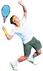 Roger Federer in action in Melbourne on Sunday.