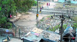 The abandoned Ambala-Ludhiana rail section at Ambala City where an overbridge is to be constructed.