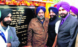 Deputy Chief Minister Sukhbir Singh Badal unveils the foundation stone of a memorial park in Amritsar