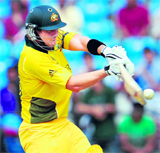 Australia�s Shane Watson plays a shot against New Zealand in Nagpur on Friday. Watson scored 62.