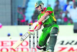 Naeem Islam bats against Ireland in Dhaka on Friday.