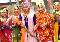 Polytechnic students from Bathinda at the ongoing state-level Inter-Polytechnic Youth Festival for Girls being held in Jalandhar on Friday