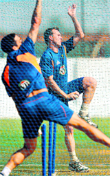 Australia�s Brett Lee and Mitchell Johnson (L) remain a constant threat for batsmen.