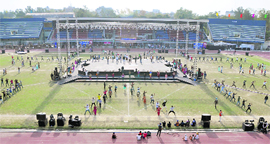 The Guru Nanak Stadium comes alive with action as rehearsals were on for the grand inauguration of Shaheed-e-Azam Bhagat Singh Punjab Games that will open in Ludhiana on Monday