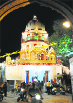 A decorated Lord Shiva Temple in Patiala on the eve of Mahashivratri 