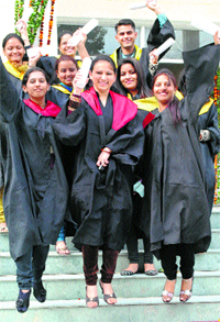 Students at the convocation of Government Mohindra College in Patiala on Thursday