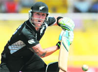 New Zealand�s Brendon McCullum plays a shot against Zimbabwe in Ahmedabad on Friday.
