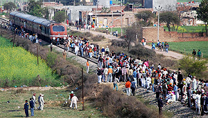 Followers of Dera Sacha Sauda disrupted rail traffic on the Moga-Ludhiana section on Monday.