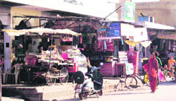 Shops of the Red Cross Society that have been constructed on BBMB land in Nangal.
