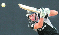 New Zealand�s Ross Taylor plays a shot against Pakistan in Pallekele