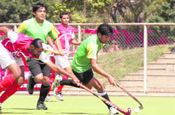 A match in progress during the Sahibzada Ajit Singh Hockey tourney on Wedneasday.