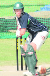 Kevin O� Brien bats in the nets at the PCA Stadium in Mohali on Wednesday.