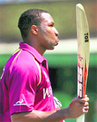 West Indies batsman Kieron Pollard leaves the ground after scoring 94 in the match against Ireland in Mohali