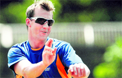 Brett Lee during a training session in Bangalore on Saturday.