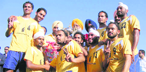 The PSB team celebrate with the winners trophy in Ludhiana on Monday.