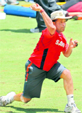 Sachin Tendulkar throws the ball during a training session in Chennai on Friday.