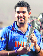 Yuvraj with the Man of the Match trophy