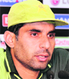 Pakistan�s Misbah-ul-Haq speaks to the media on Sunday.