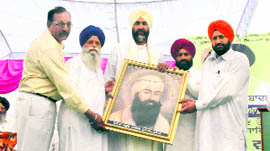 Manpreet Singh Badal is honoured at Khadoor Sahib on Sunday.