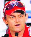 Kings XI skipper Adam Gilchrist speaks to the media in Mohali 