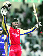 Royal Challengers� Chris Gayle arrived in the IPL-IV with a 55-ball 102 against Knight Riders. 