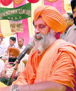 Baba Balbir Singh Seechewal at a function in Government Girls School, Ropar, on Thursday. 