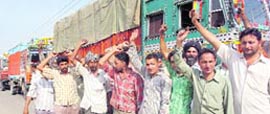 Truckers protest at Rajpura grain market