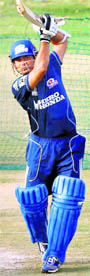 Sachin Tendulkar bats in the nets in Mumbai on Sunday
