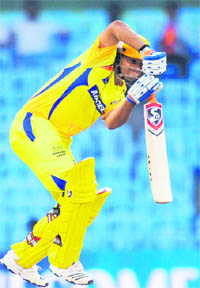 Chennai Super Kings� Suresh Raina plays a shot during their match against Rajasthan Royals in Chennai on Wednesday.