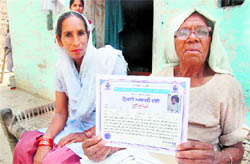 hard times: Dyal Kaur at her house in Bathinda.