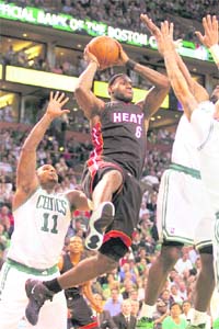 LeBron James of Miami Heat in action