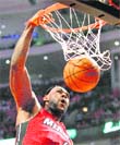 LeBron James #6 of Miami Heat dunks against Chicago Bulls during NBA Playoffs
