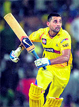Murali Vijay during his knock of 95 in the IPL final between CSK and RCB at The M.A.Chidambaram Stadium in Chennai on Saturday.