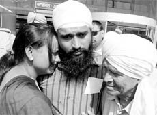 Pardeep Kumar with his family members at Amritsar on Tuesday