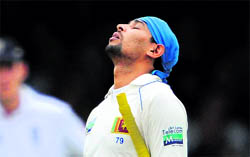 Sri Lanka's Tillakaratne Dilshan reacts aftrer reaching his 150 at Lord's cricket ground on Sunday.