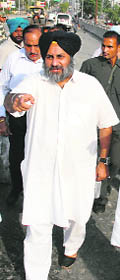 Deputy Chief Minister Sukhbir Badal inspects a site in Jalandhar 