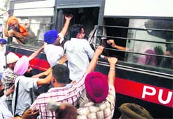 PRTC staff being taken into police custody in Patiala