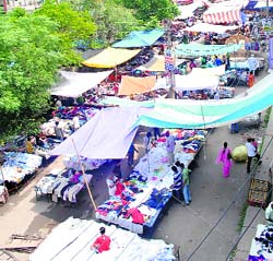 A view of the Sunday market at Chhoti Baradari in Patiala. 