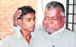 Balram Kumar, who has accused the police of keeping his sons in illegal detention, breaks down in Jalandhar while narrating his side of the story.