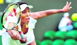 Venus Williams plays against Akgul Amanmuradova in south-west London, on Monday. Venus won 6-3, 6-1.