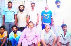 Persons rounded up from the Golden Temple in Amritsar in police custody