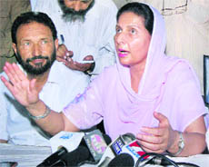 Preneet Kaur at a public meeting in Ghanaur. 