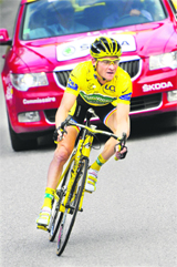 Yellow jersey France's Thomas Voeckler rides in the 109.5 km 19th stage of Tour de France on Friday.