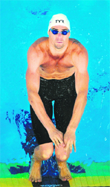 France�s Camille Lacourt competes in the semi-finals of the men's 100-m backstroke in the World Championships in Shanghai Monday.