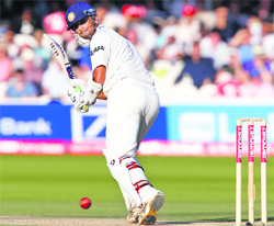 Rahul Dravid plays a shot at Trent Bridge on Saturday