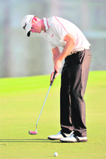 Brendan Steele putts during the third round of 93rd PGA Championship in Georgia on Saturday.