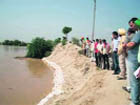 Officials take stock of the situation at a village in Fazilka. 
