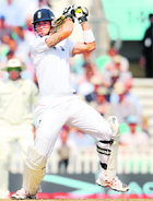 Kevin Pietersen punches off the backfoot during the fourth Test match at the Oval in London on Friday.
