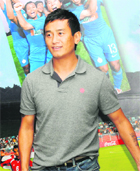 Bhaichung Bhutia at a press conference after announcing his retirement in New Delhi on Wednesday.